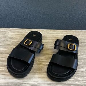 Zara Black Chunky Sole Sandals